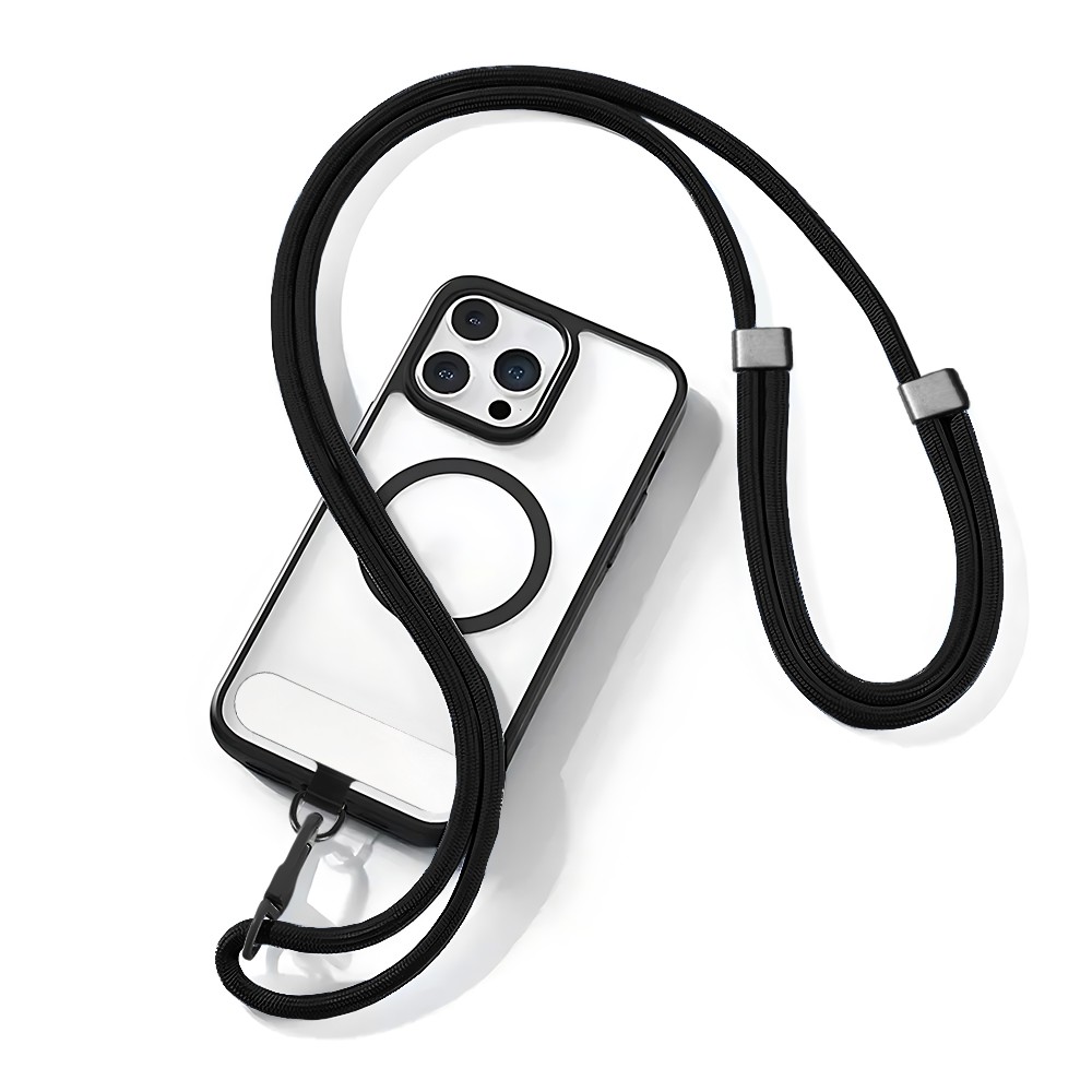 Smycz do telefonu, regulowana, czarna