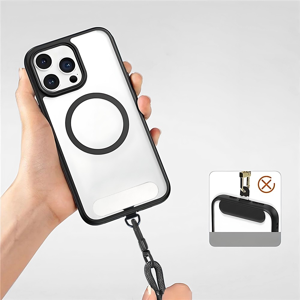 Smycz do telefonu, regulowana, czarna