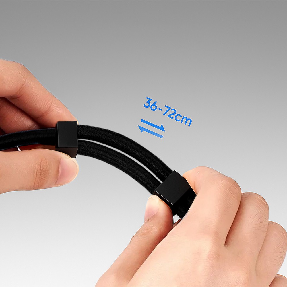 Smycz do telefonu, regulowana, czarna