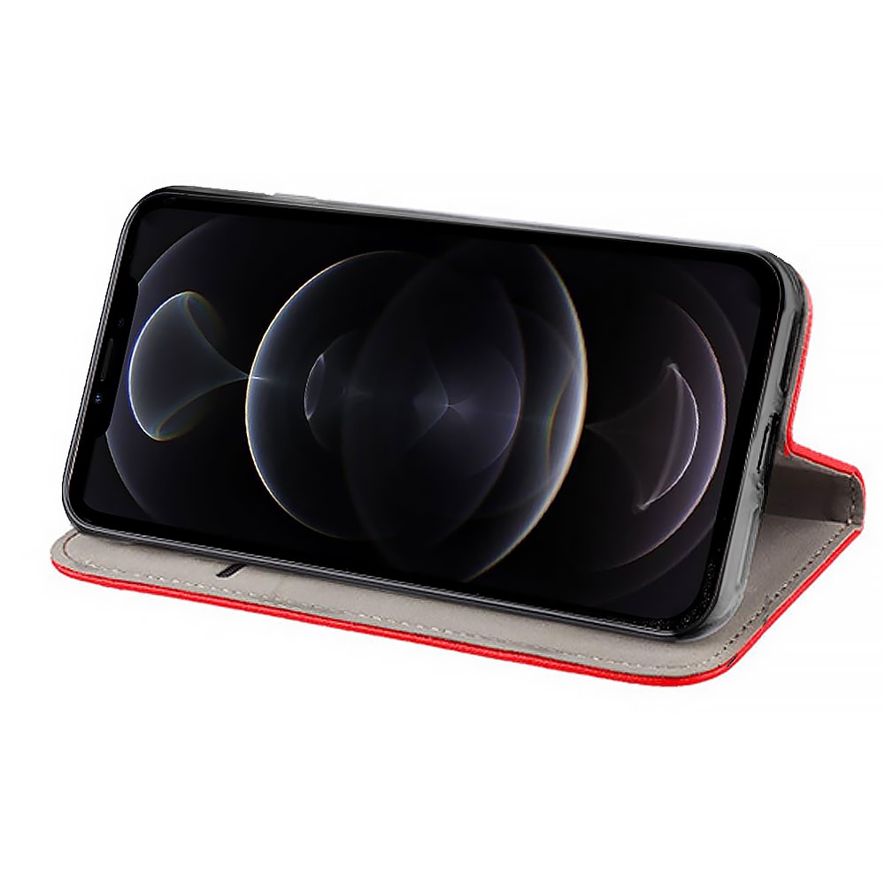 Etui do iPhone 12 książkowe na magnes z trwałego niebrudzącego się materiału, czerwone