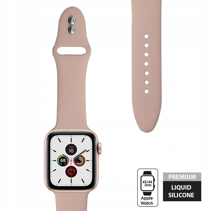 Sportowy pasek silikonowy do zegarka Apple Watch Ultra 1-2 / Series 4-10 / SE 44/45/46/49mm – pudrowy róż