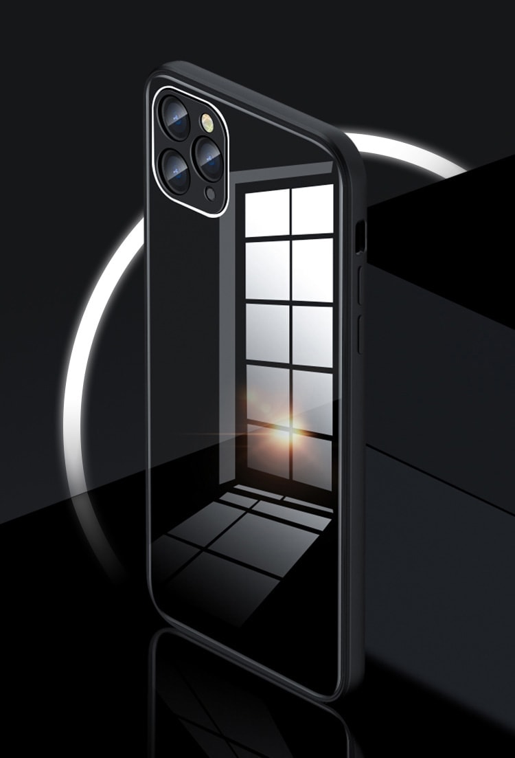 Etui do iPhone 12 Pro szklany tył stylowe czarne