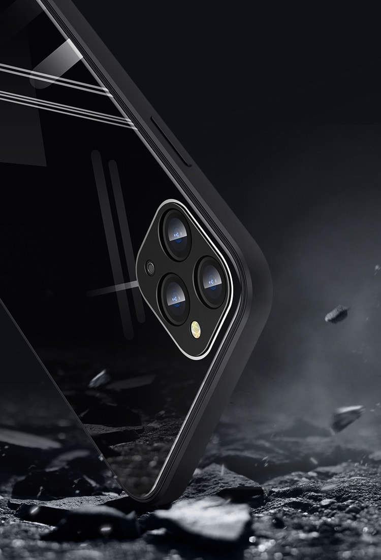 Etui do iPhone 12 Pro szklany tył stylowe czarne