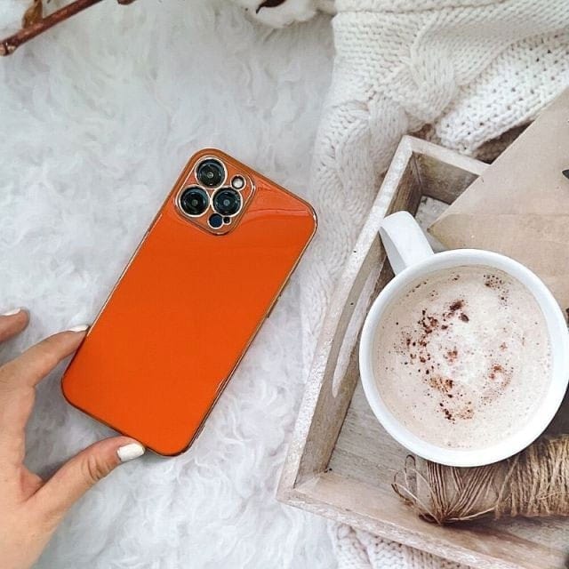 Etui do iPhone 12 Pro luksusowe stylowe pomarańczowe