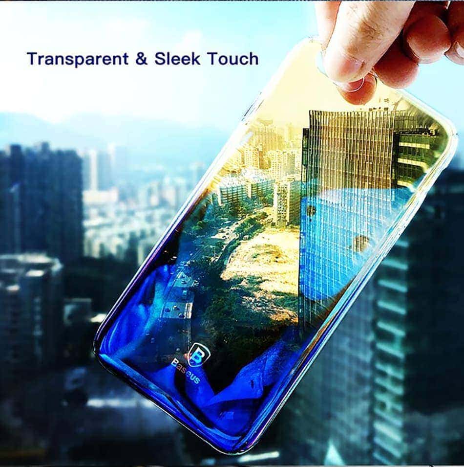 Etui do iPhone X/XS refleks świetlny, niebieska obudowa gradient kejs