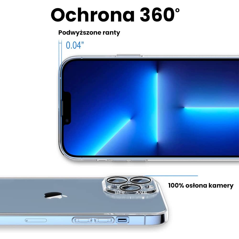 Etui do iPhone 13 Pro Max Premium Protect Full Cover z osłoną kamery i obiektywów 9H, przeźroczyste (OUTLET)