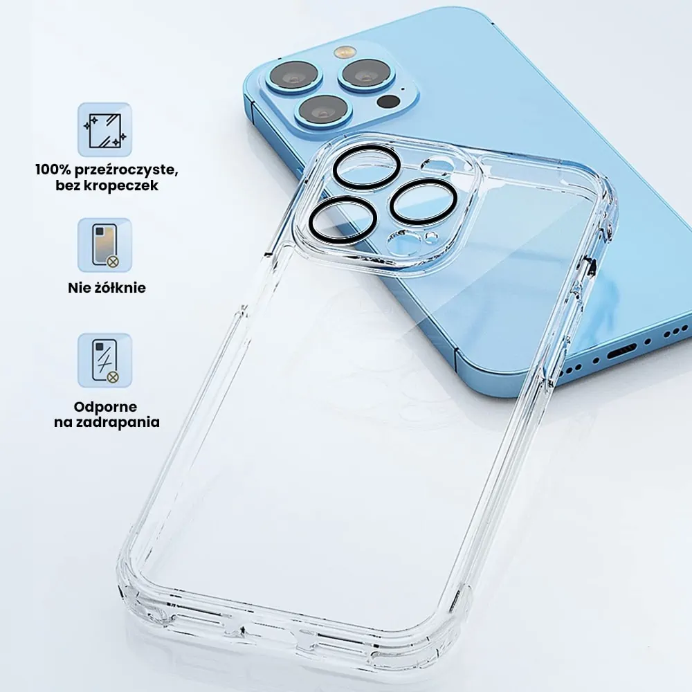 Etui do iPhone 13 Pro Max Premium Protect Full Cover z osłoną kamery i obiektywów 9H, przeźroczyste (OUTLET)
