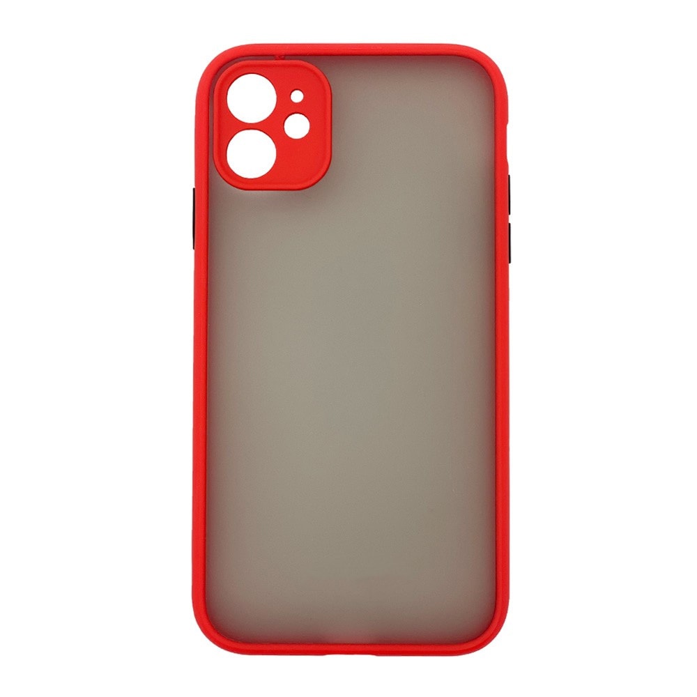 Etui do iPhone 11 półprzeźroczyste matowe z ochroną aparatu, czerwone