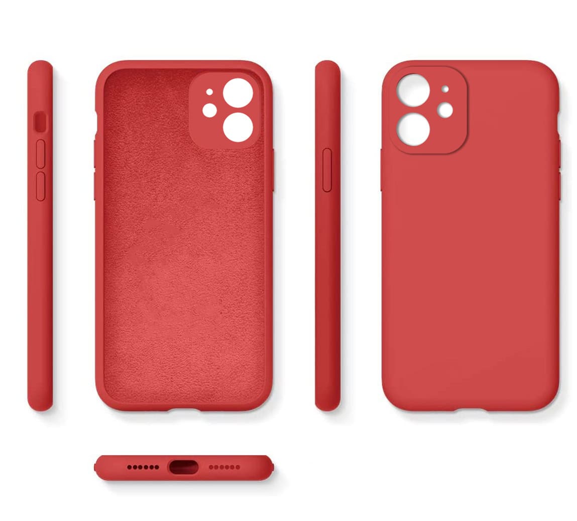Etui do iPhone 11 silikonowe z mikrofibrą soft touch z osłoną na aparat, czerwone