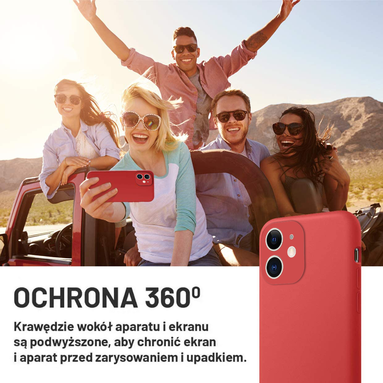 Etui do iPhone 11 silikonowe z mikrofibrą soft touch z osłoną na aparat, czerwone