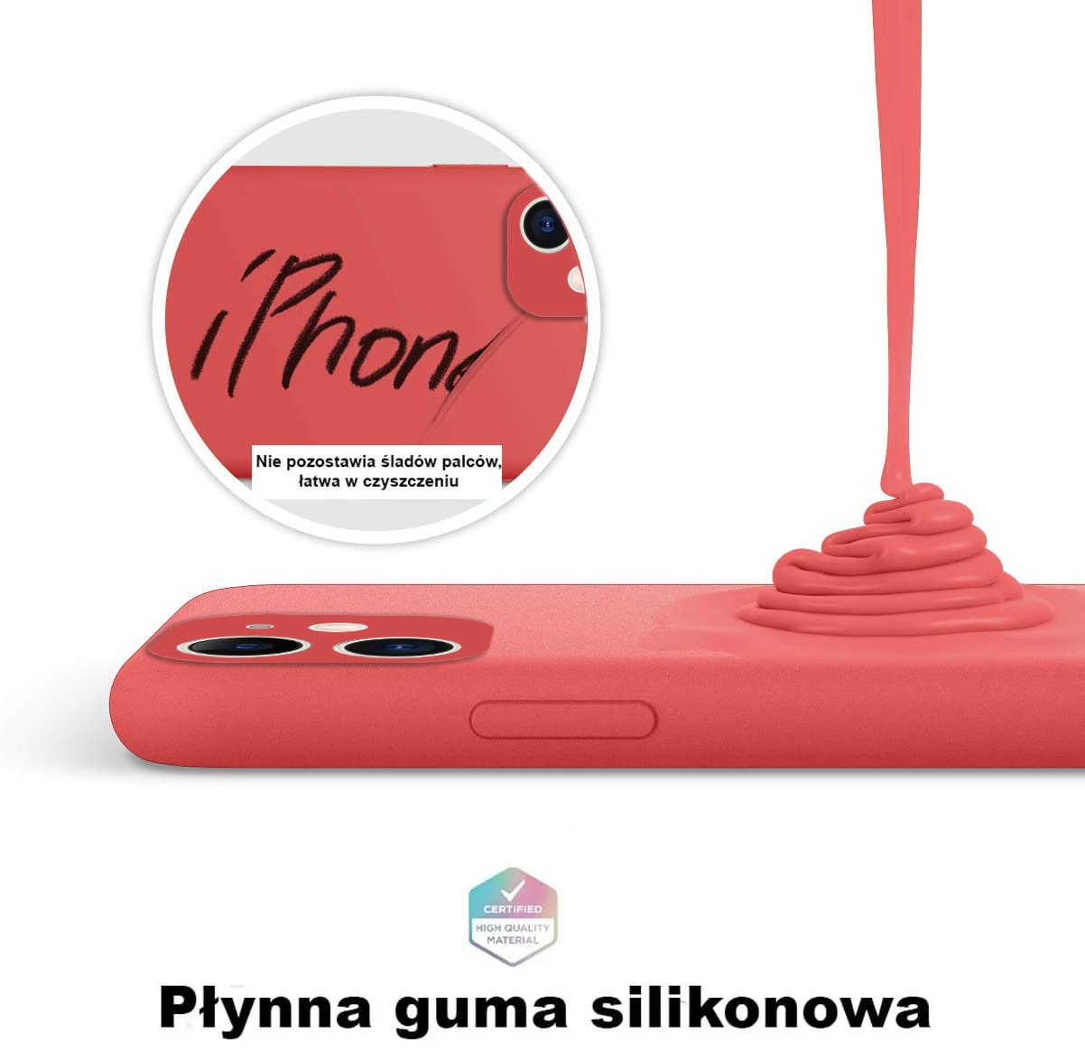 Etui do iPhone 11 silikonowe z mikrofibrą soft touch z osłoną na aparat, czerwone