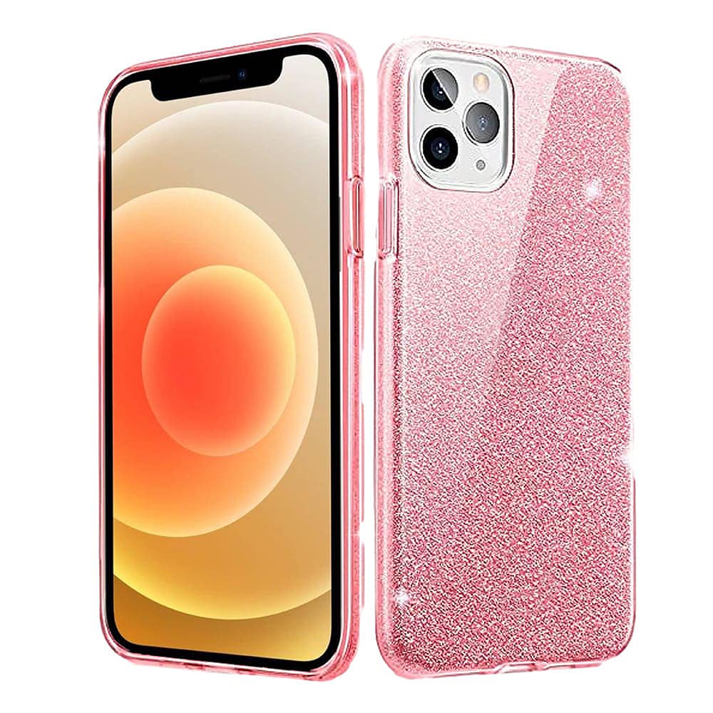 Etui do iPhone 12 Pro brokatowe silikonowe, różowe