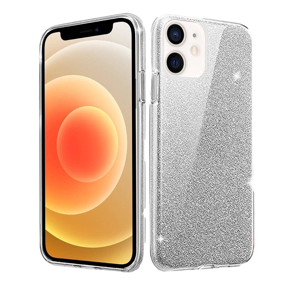 Etui do iPhone 12 brokatowe silikonowe srebrne