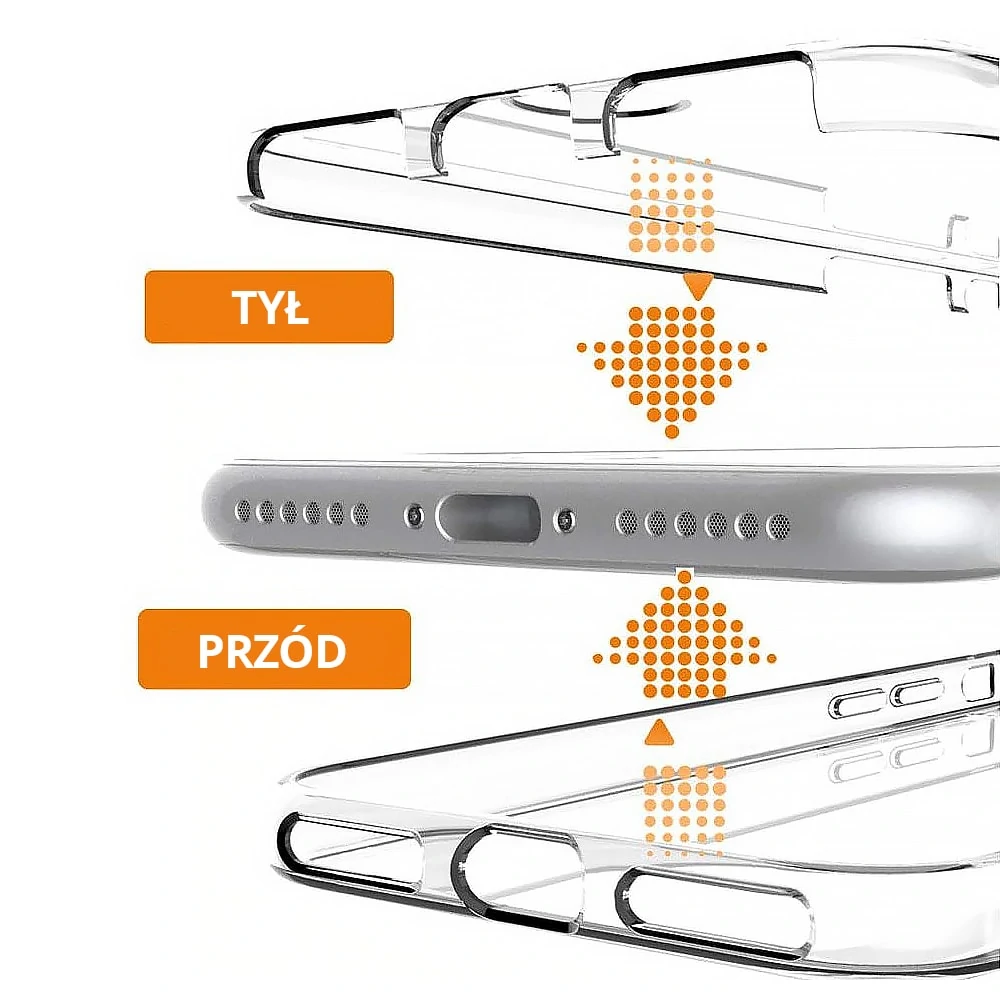 Etui do iPhone 13 Mini miękkie, przód + tył 360°, przeźroczyste