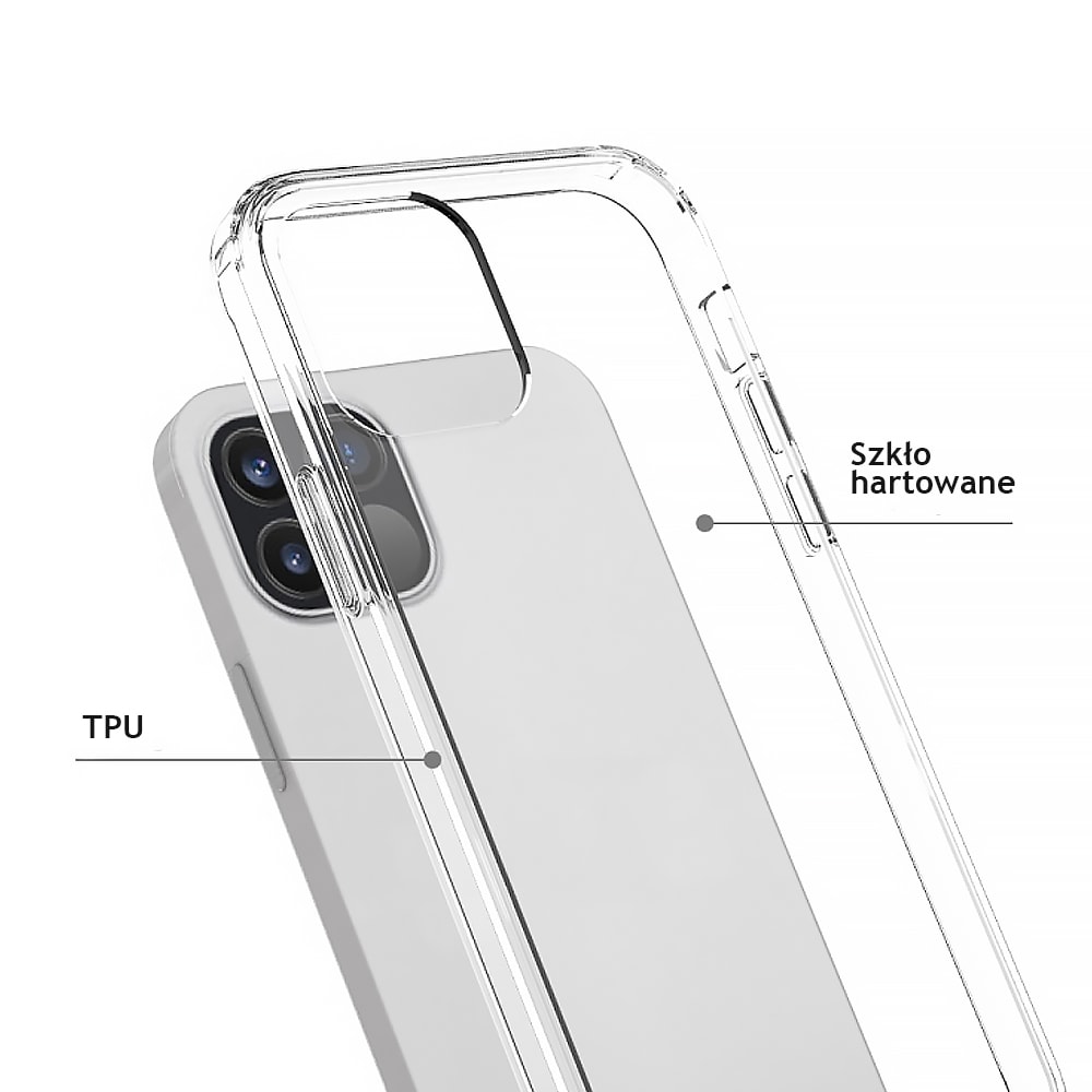 Etui do iPhone 12 Pro trwałe ze szklaną transparentną powierzchnią