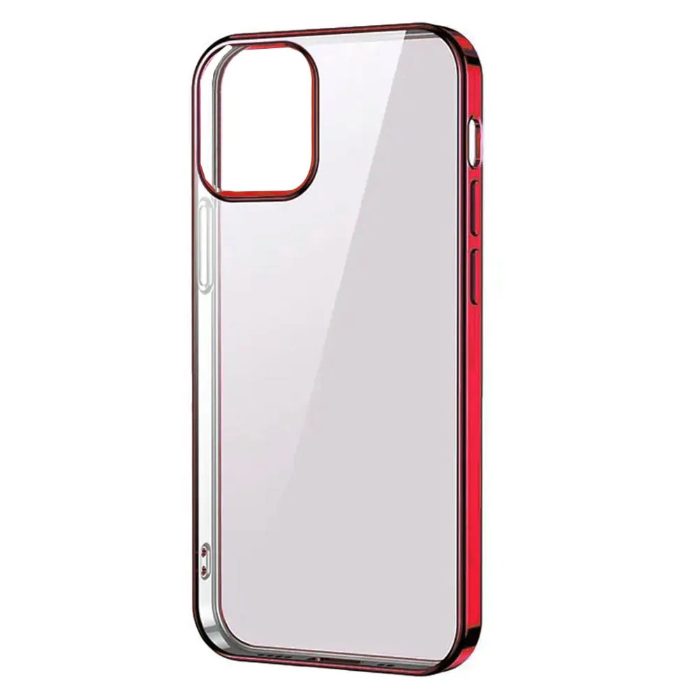 Etui do iPhone 12 Mini JETech Simple Metallic vampire red, przeźroczyste z ramką w kolorze czerwonym