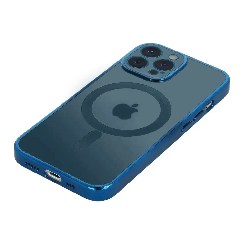 Etui do iPhone 12 Pro Max premium blue MagSafe z osłoną kamery, niebieskie (OUTLET)