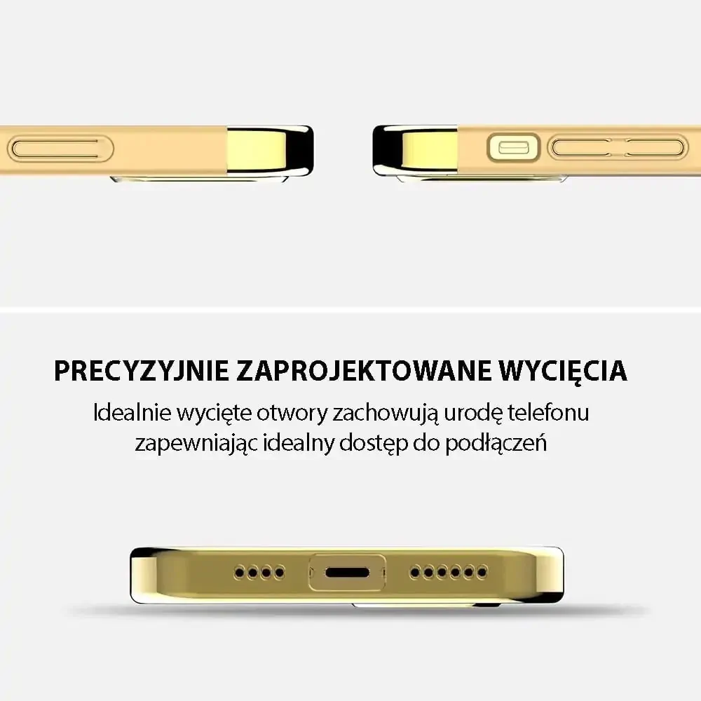 Etui do iPhone 11 Pro eleganckie cienkie ze zdobieniami i widocznym logo, złote