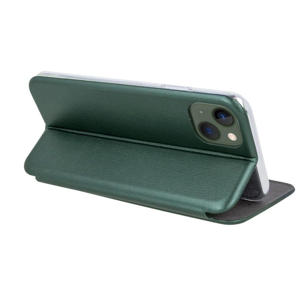 Etui do iPhone 13 klasyczne z magnetyczną klapką, ciemnozielone