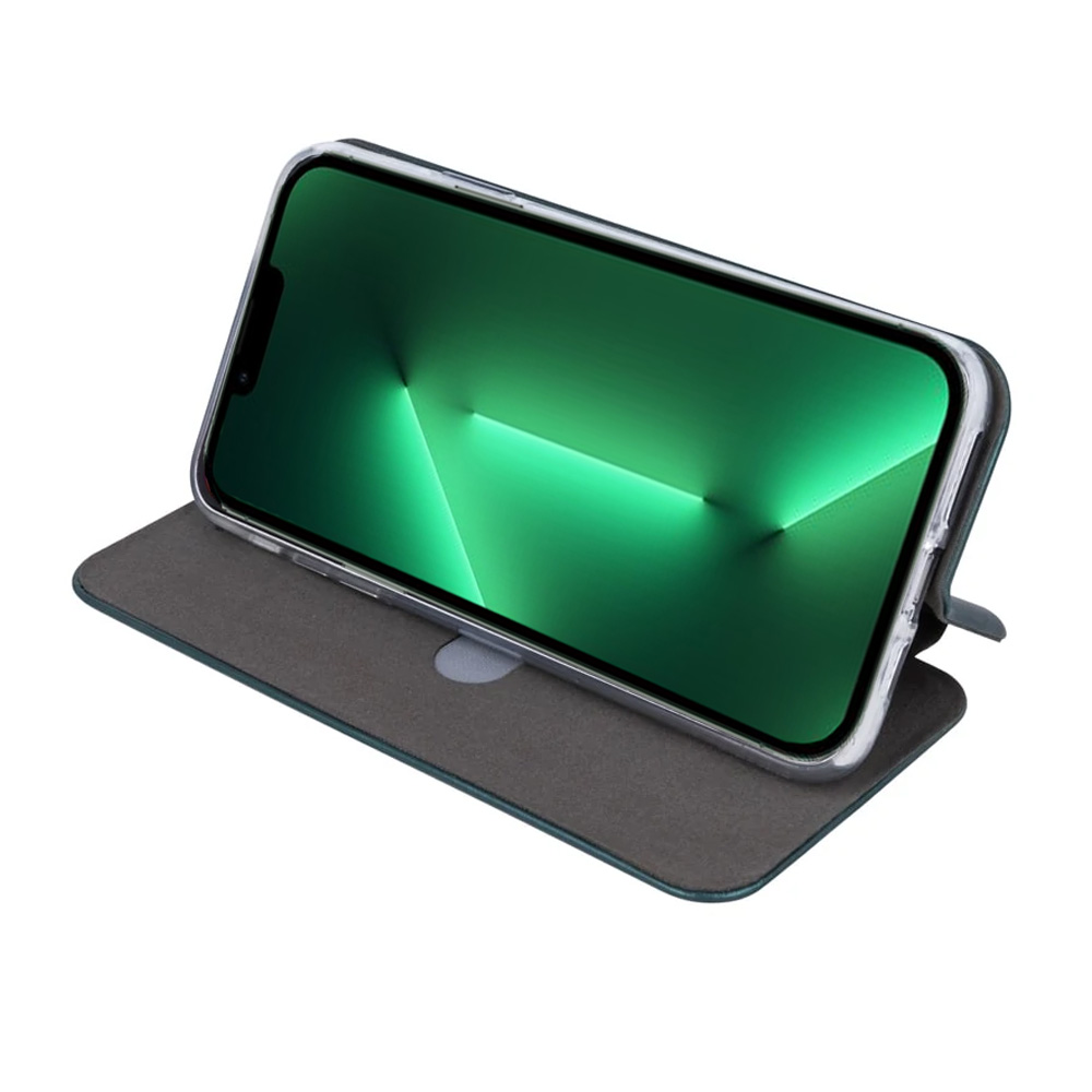 Etui do iPhone 13 klasyczne z magnetyczną klapką, ciemnozielone