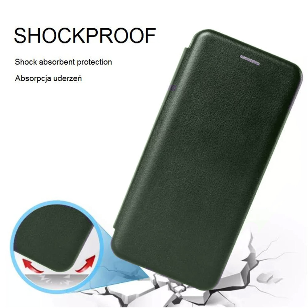 Etui do iPhone 13 klasyczne z magnetyczną klapką, ciemnozielone