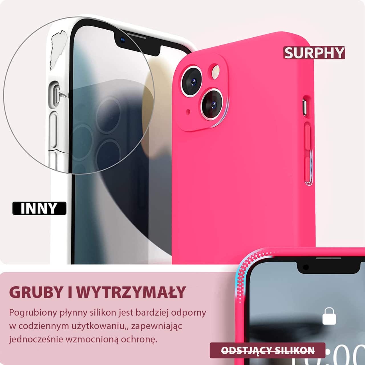 Etui do iPhone 13 Mini silikonowe z mikrofibrą soft touch z osłoną na aparat, różowy