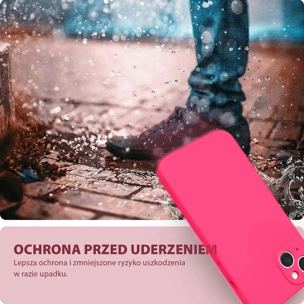 Etui do iPhone 13 Mini silikonowe z mikrofibrą soft touch z osłoną na aparat, różowy
