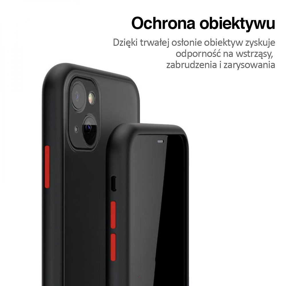 Etui do iPhone 13 półprzeźroczyste matowe z ochroną aparatu, czarne (OUTLET)
