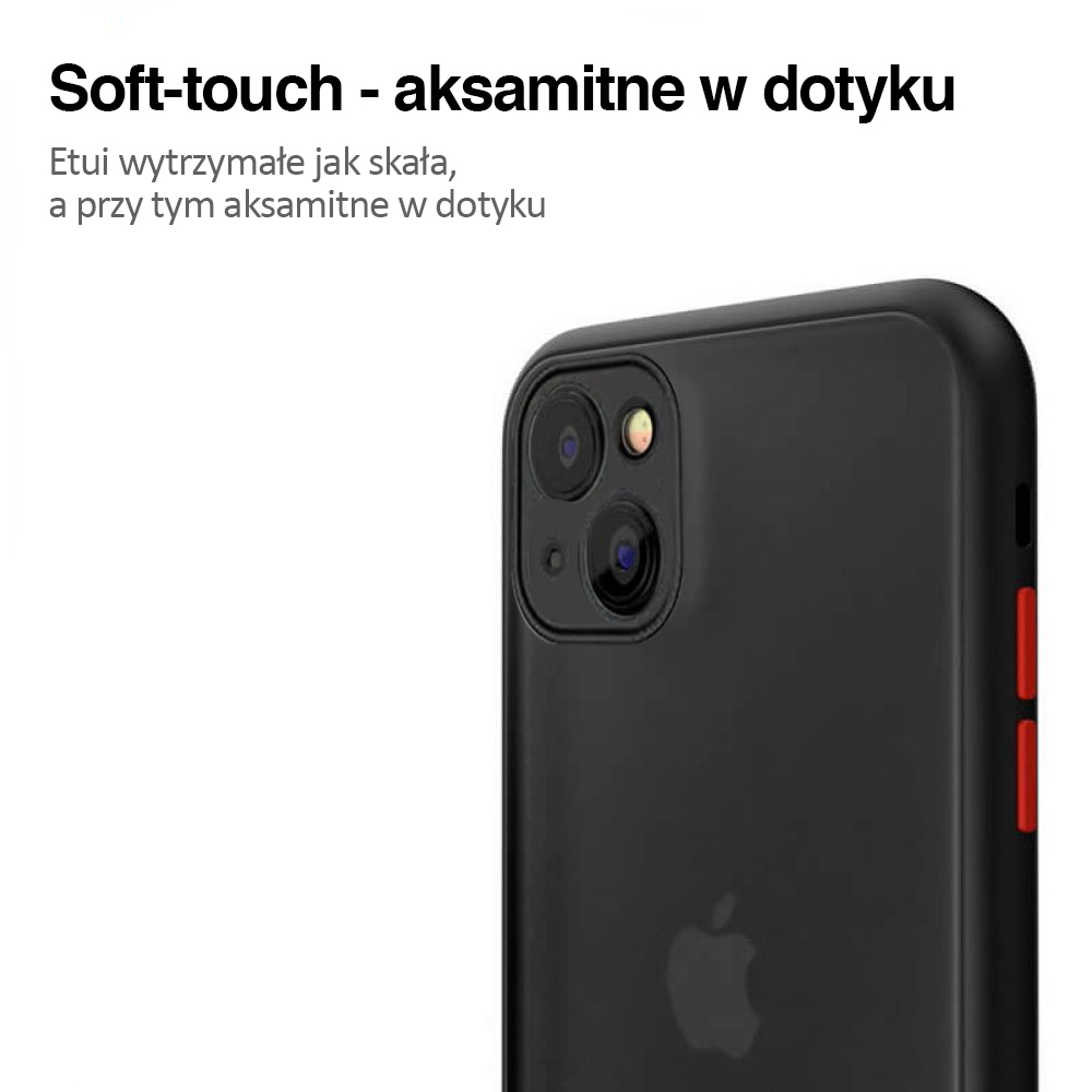 Etui do iPhone 13 półprzeźroczyste matowe z ochroną aparatu, czarne (OUTLET)