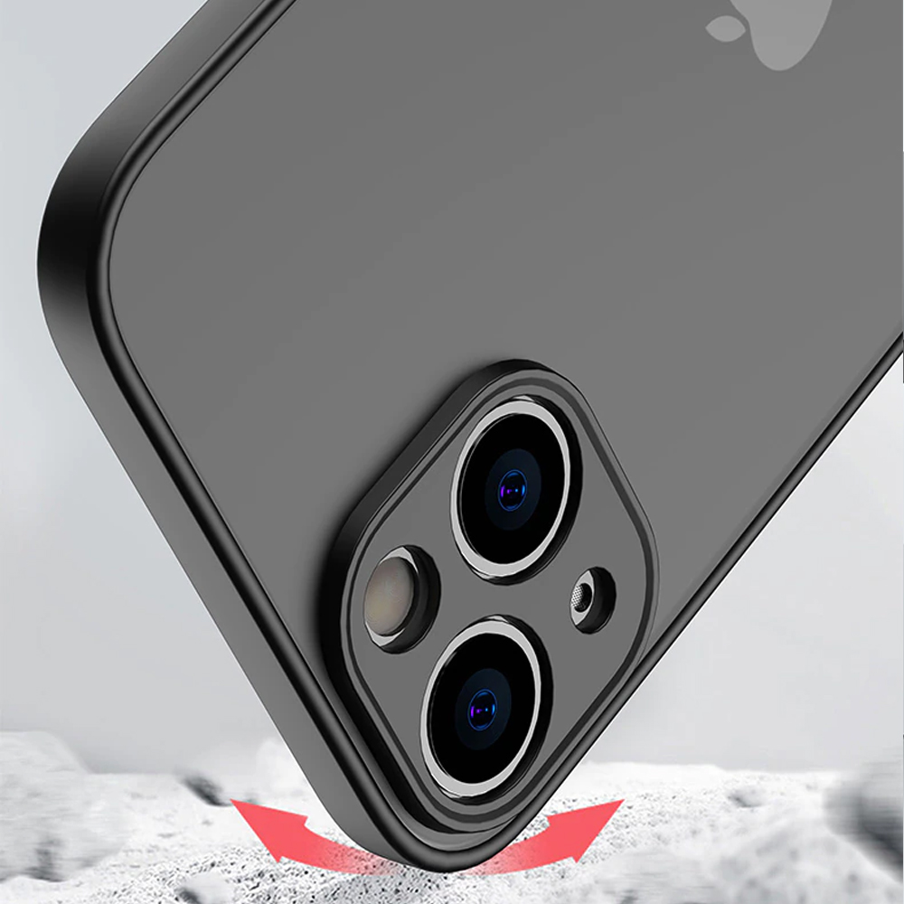 Etui do iPhone 13 półprzeźroczyste matowe z ochroną aparatu, czarne (OUTLET)