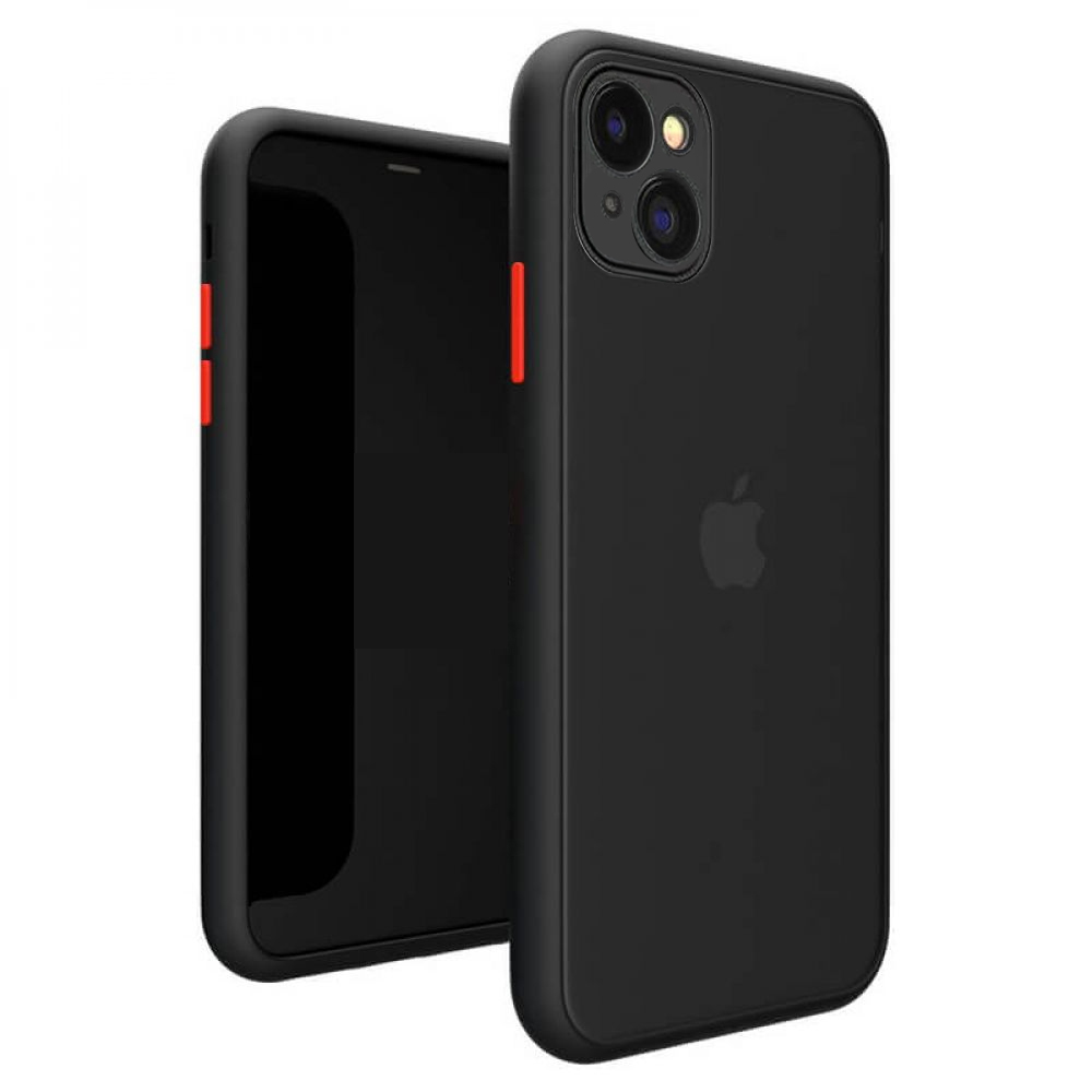 Etui do iPhone 13 półprzeźroczyste matowe z ochroną aparatu, czarne (OUTLET)