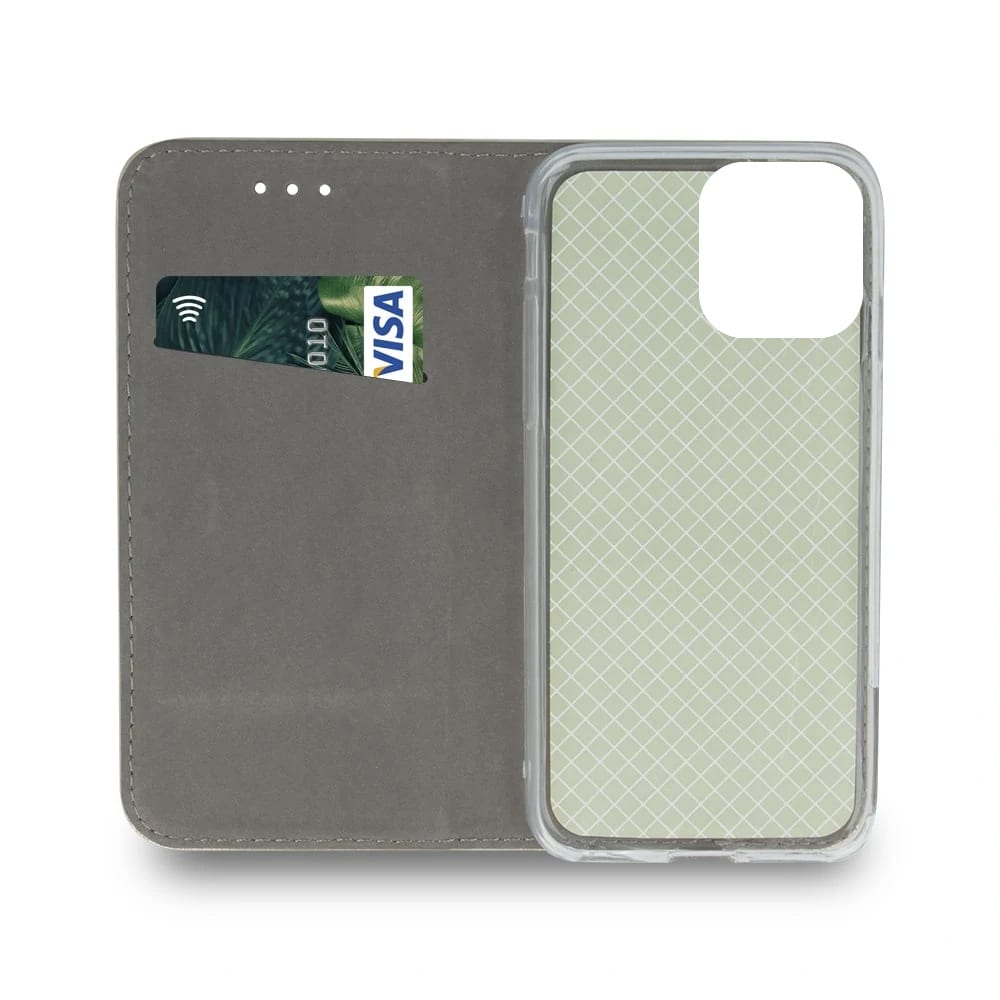 Etui do iPhone 13 Pro Max eleganckie stylowe z magnetyczną klapką, ciemnozielone