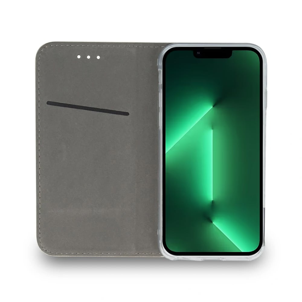 Etui do iPhone 13 Pro Max eleganckie stylowe z magnetyczną klapką, ciemnozielone