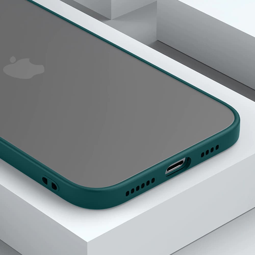 Etui do iPhone 13 Pro Max półprzeźroczyste matowe z ochroną aparatu, zielone
