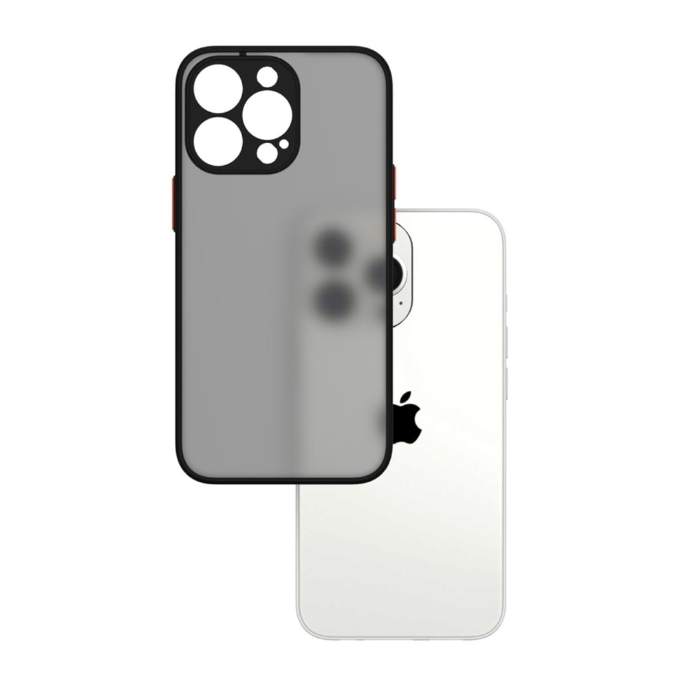 Etui do iPhone 13 Pro Max półprzeźroczyste matowe z ochroną aparatu, czarne
