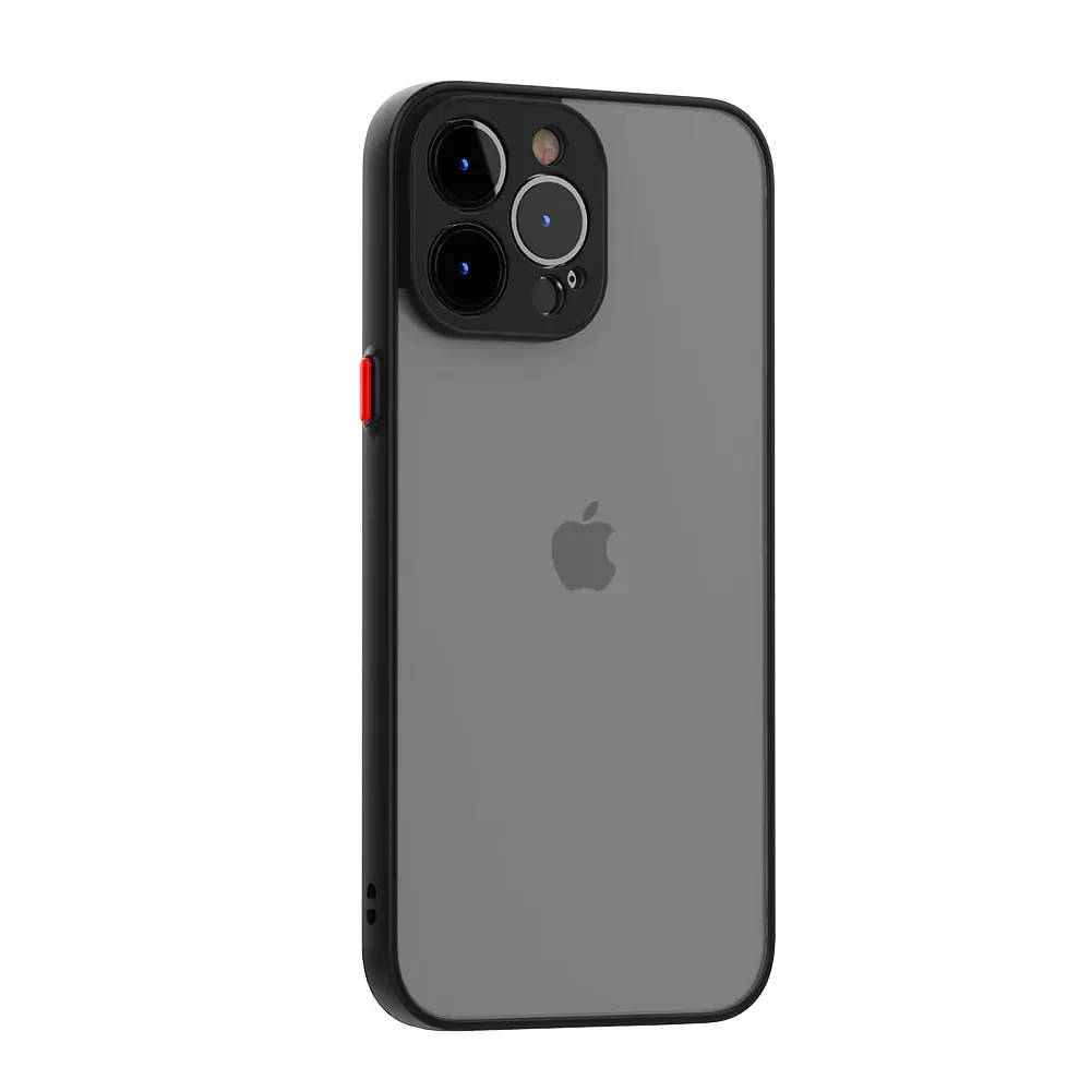 Etui do iPhone 13 Pro Max półprzeźroczyste matowe z ochroną aparatu, czarne