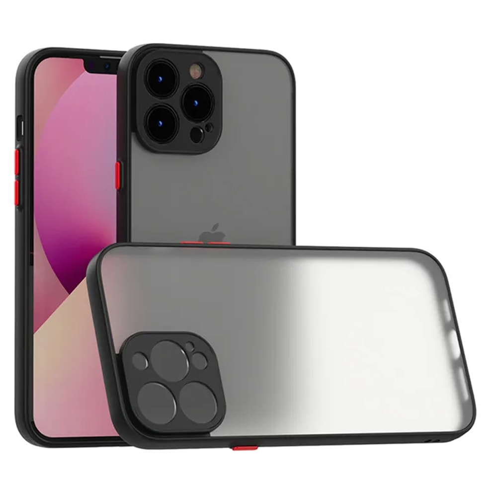 Etui do iPhone 13 Pro półprzeźroczyste matowe z ochroną aparatu, czarne