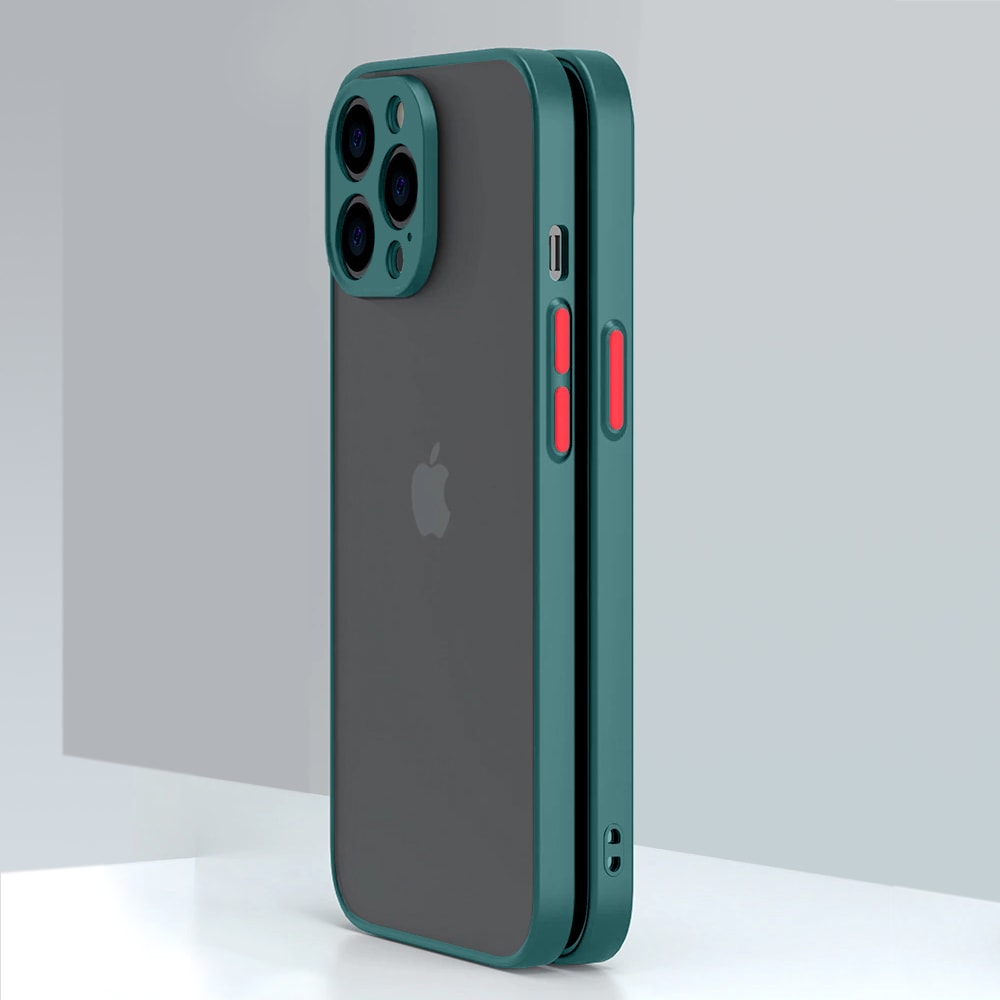 Etui do iPhone 13 Pro Max półprzeźroczyste matowe z ochroną aparatu, zielone