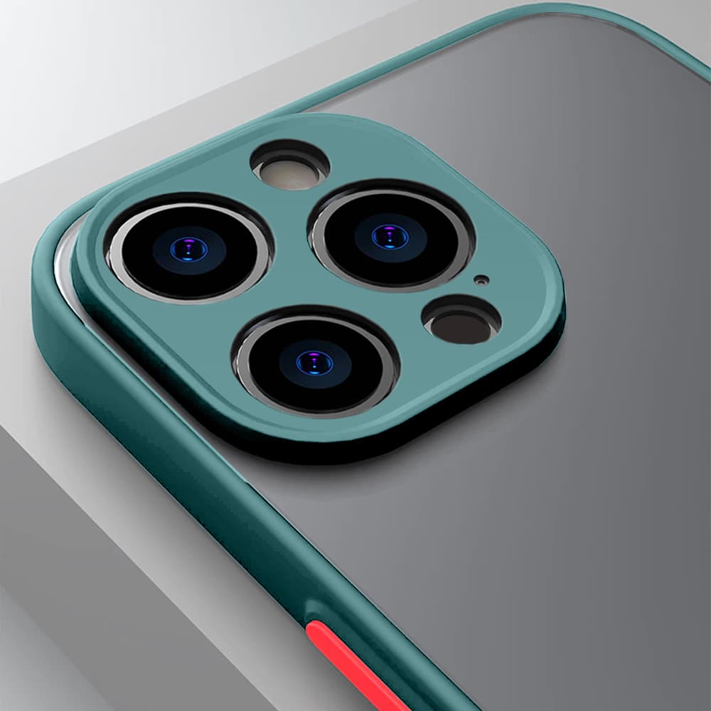 Etui do iPhone 13 Pro Max półprzeźroczyste matowe z ochroną aparatu, zielone