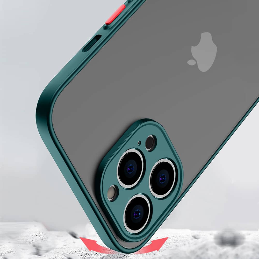 Etui do iPhone 13 Pro Max półprzeźroczyste matowe z ochroną aparatu, zielone