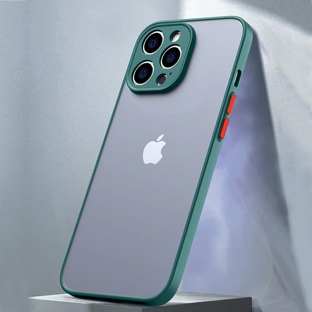 Etui do iPhone 13 Pro Max półprzeźroczyste matowe z ochroną aparatu, zielone