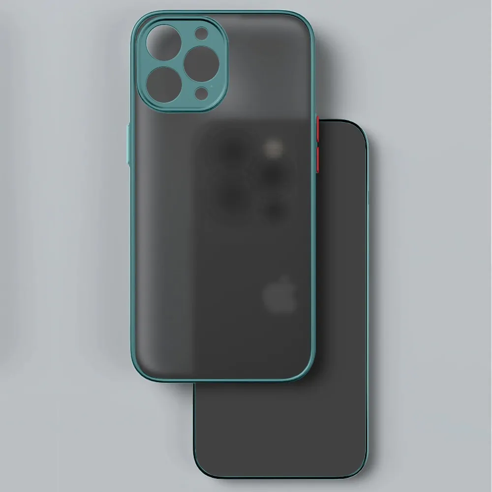 Etui do iPhone 13 Pro Max półprzeźroczyste matowe z ochroną aparatu, zielone