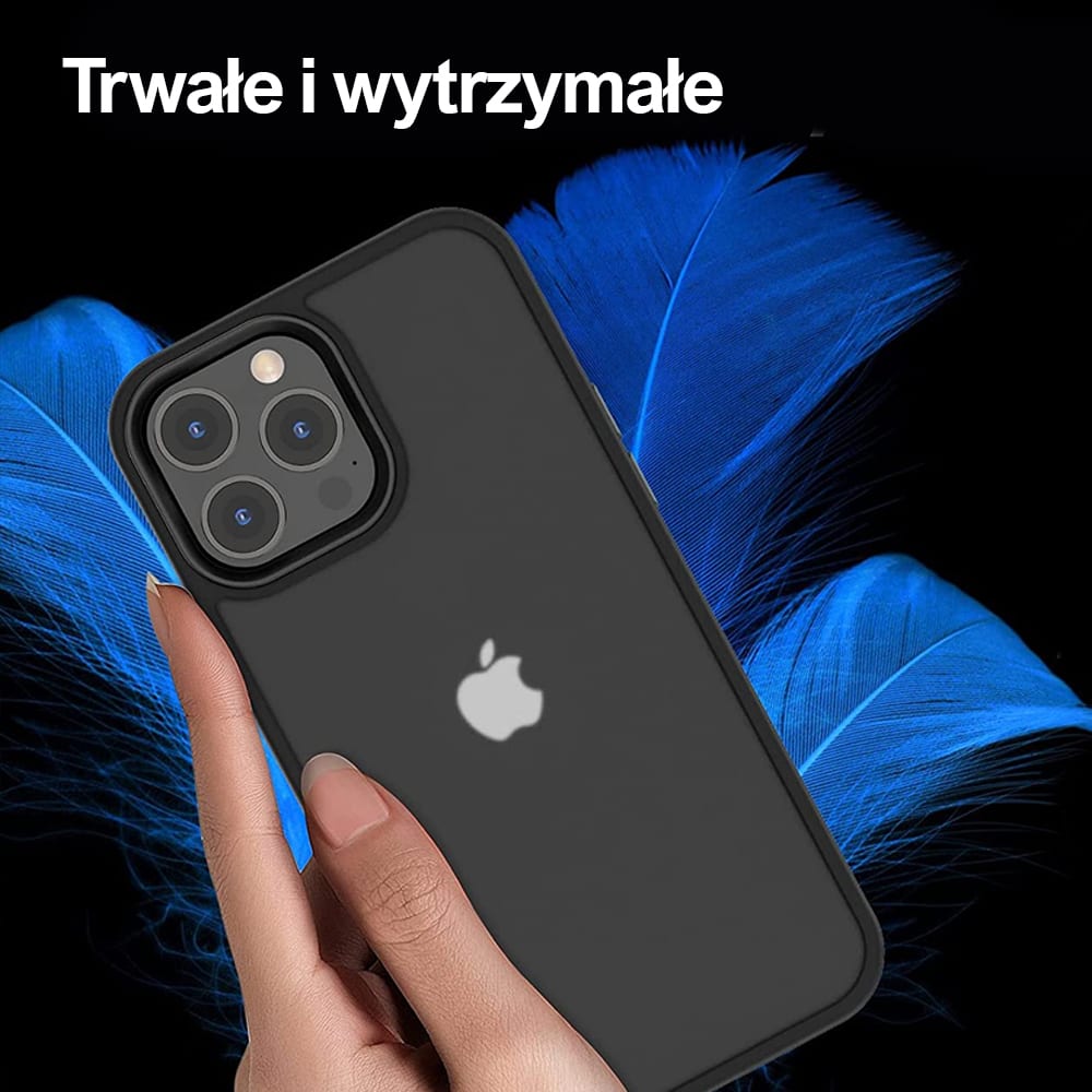Etui do iPhone 13 Pro Stiff back, krystalicznie czysty tył, żelowa czarna ramka, pancerne