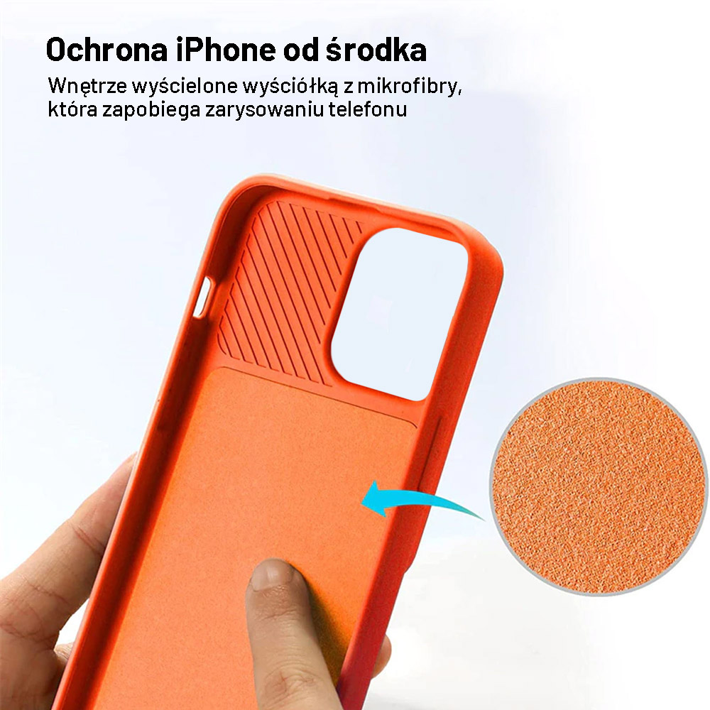 Etui do iPhone 13 Pro Silicone Camera Cover, ruchoma osłona kamery, pomarańczowe