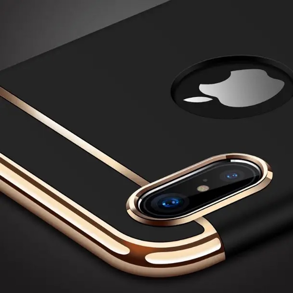 Etui do iPhone XR eleganckie cienkie ze zdobieniami i widocznym logo, czarne