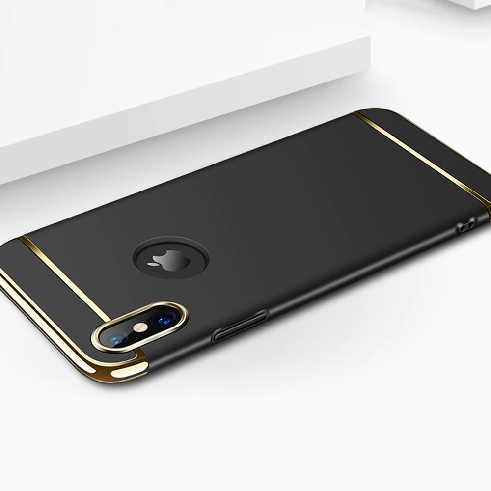 Etui do iPhone XR eleganckie cienkie ze zdobieniami i widocznym logo, czarne