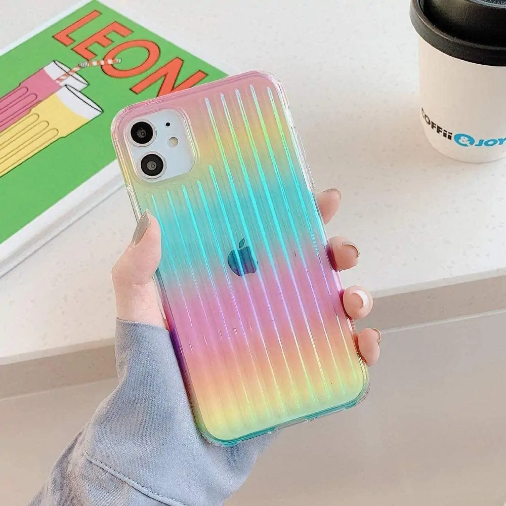 Etui do iPhone 11 przezroczyste gradient tęczowe laser case