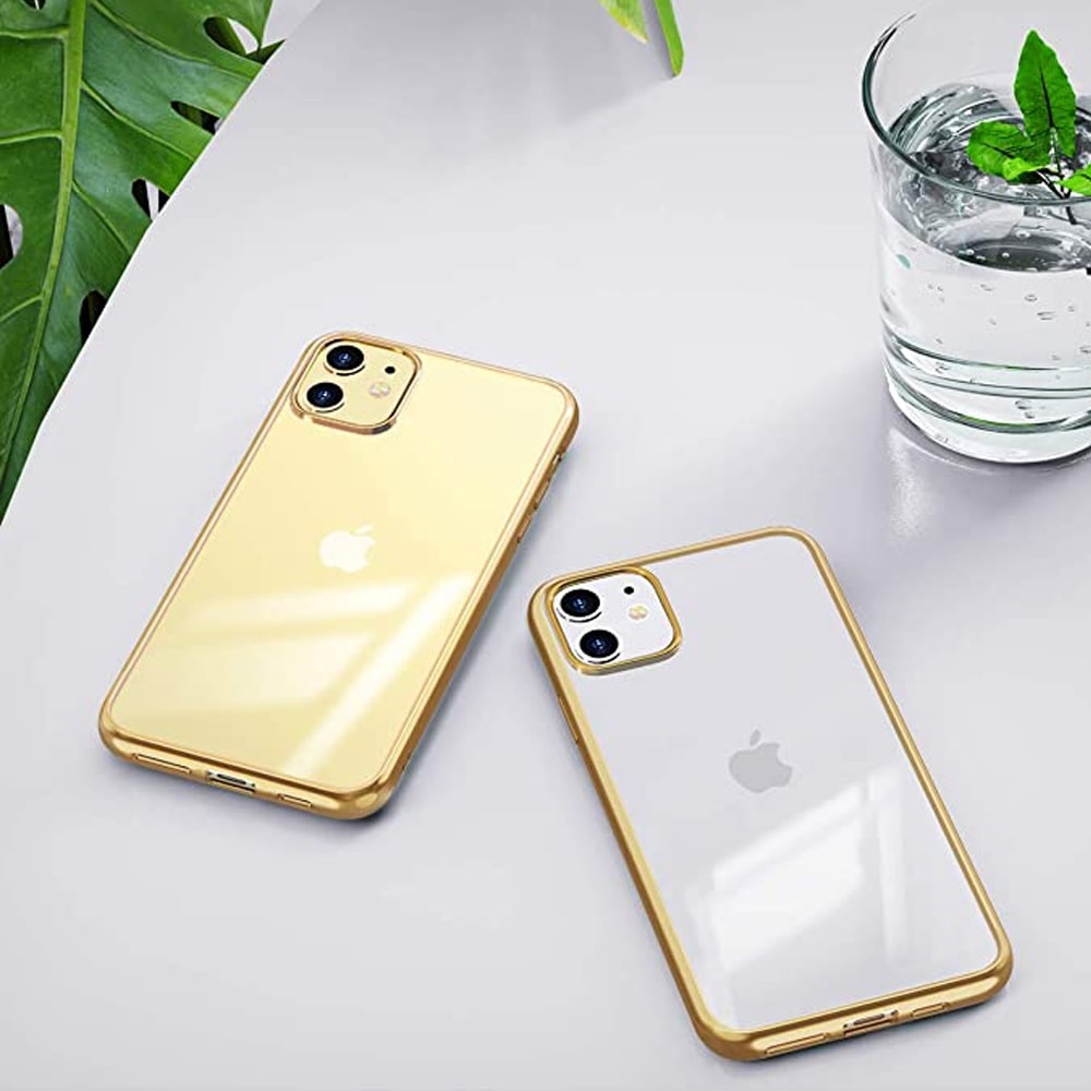 Etui do iPhone 11 JETech Simple Metallic Gold, przeźroczyste z ramką w kolorze złota
