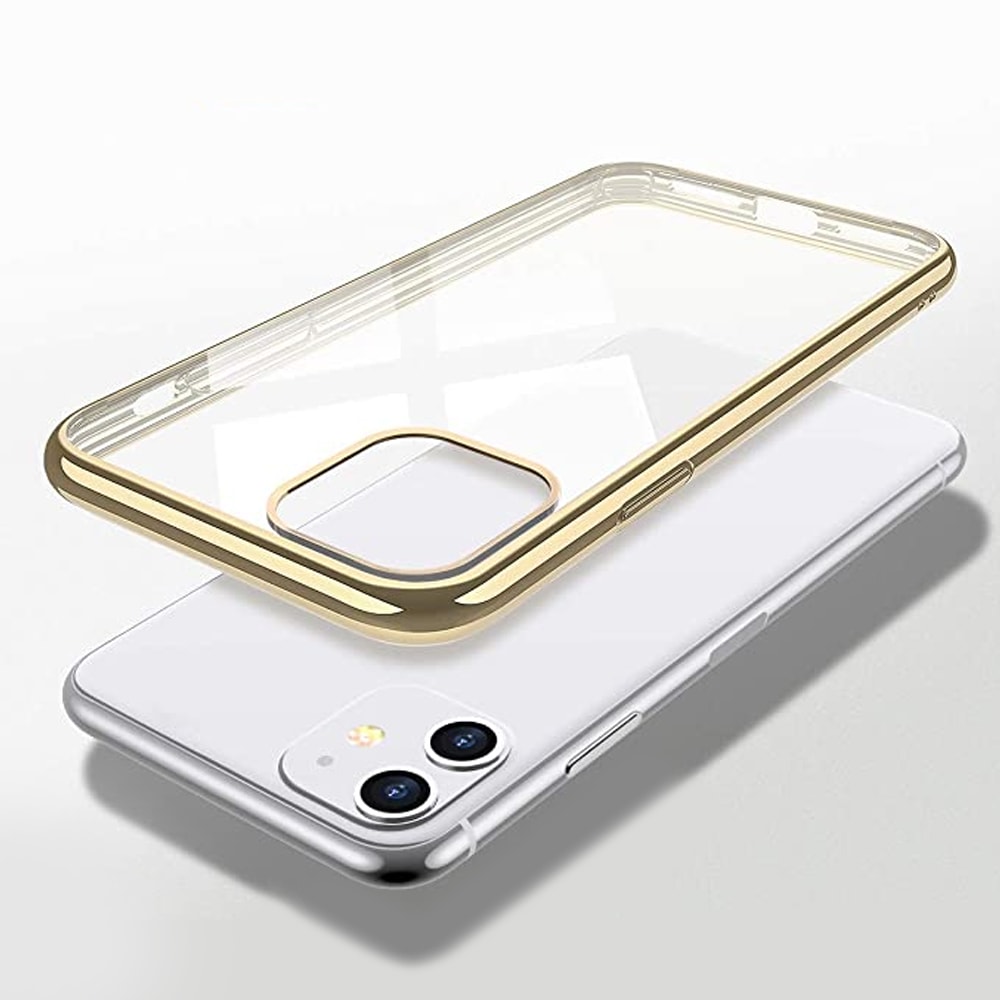 Etui do iPhone 11 JETech Simple Metallic Gold, przeźroczyste z ramką w kolorze złota
