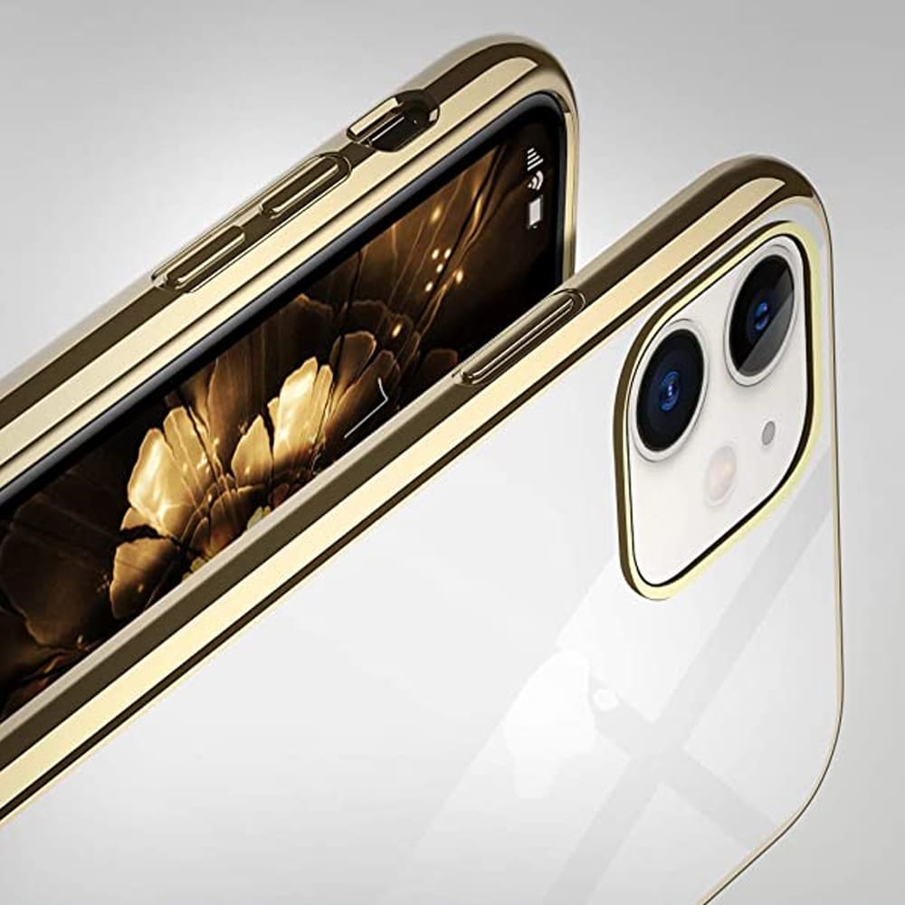 Etui do iPhone 11 JETech Simple Metallic Gold, przeźroczyste z ramką w kolorze złota